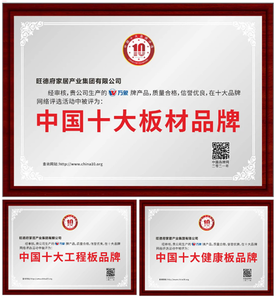實(shí)至名歸 萬象品牌榮膺“中國(guó)十大板材品牌”等多個(gè)稱號(hào)!